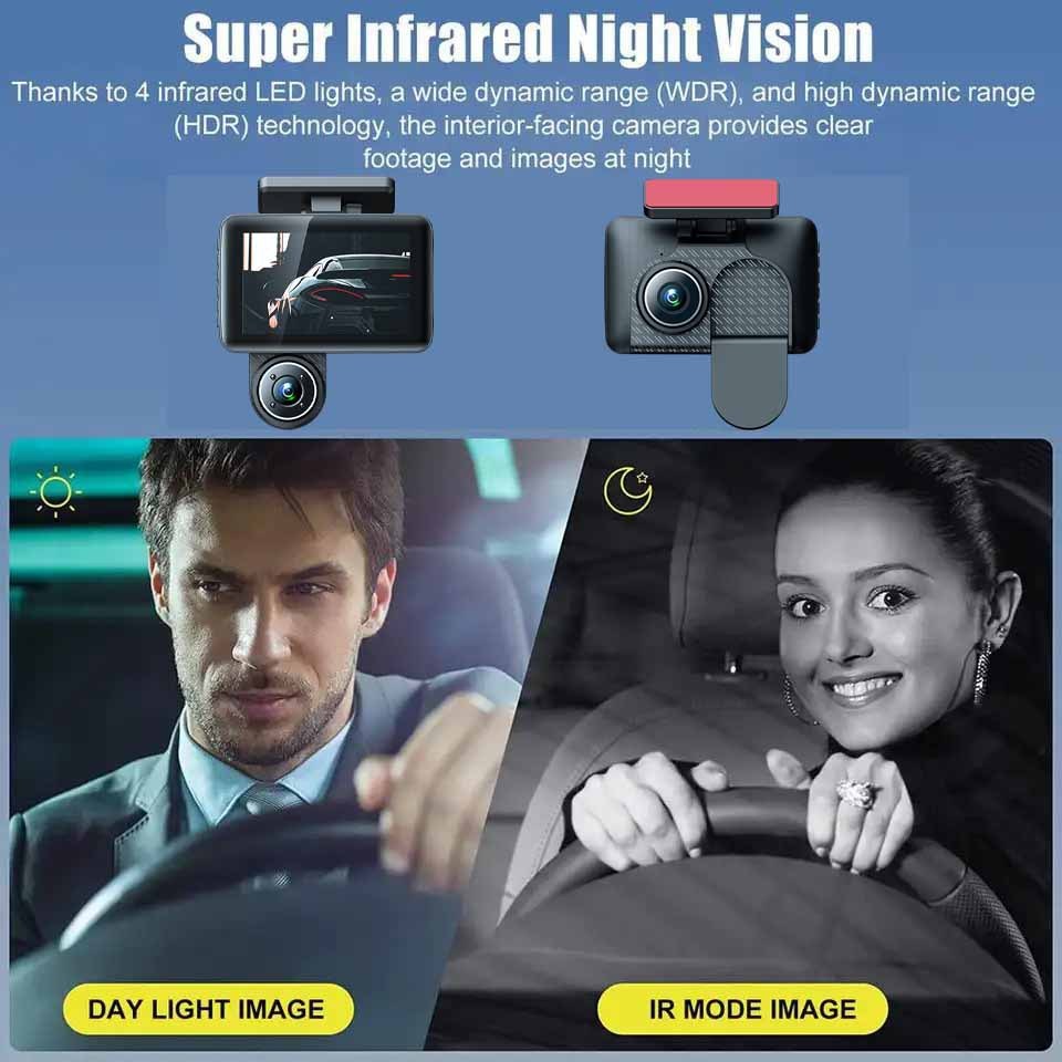 Dashcam with 4 Inch smart screen HD 1080P Infrared Night Vision