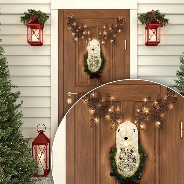 Lighted Christmas Wall Décor Reindeer Head
