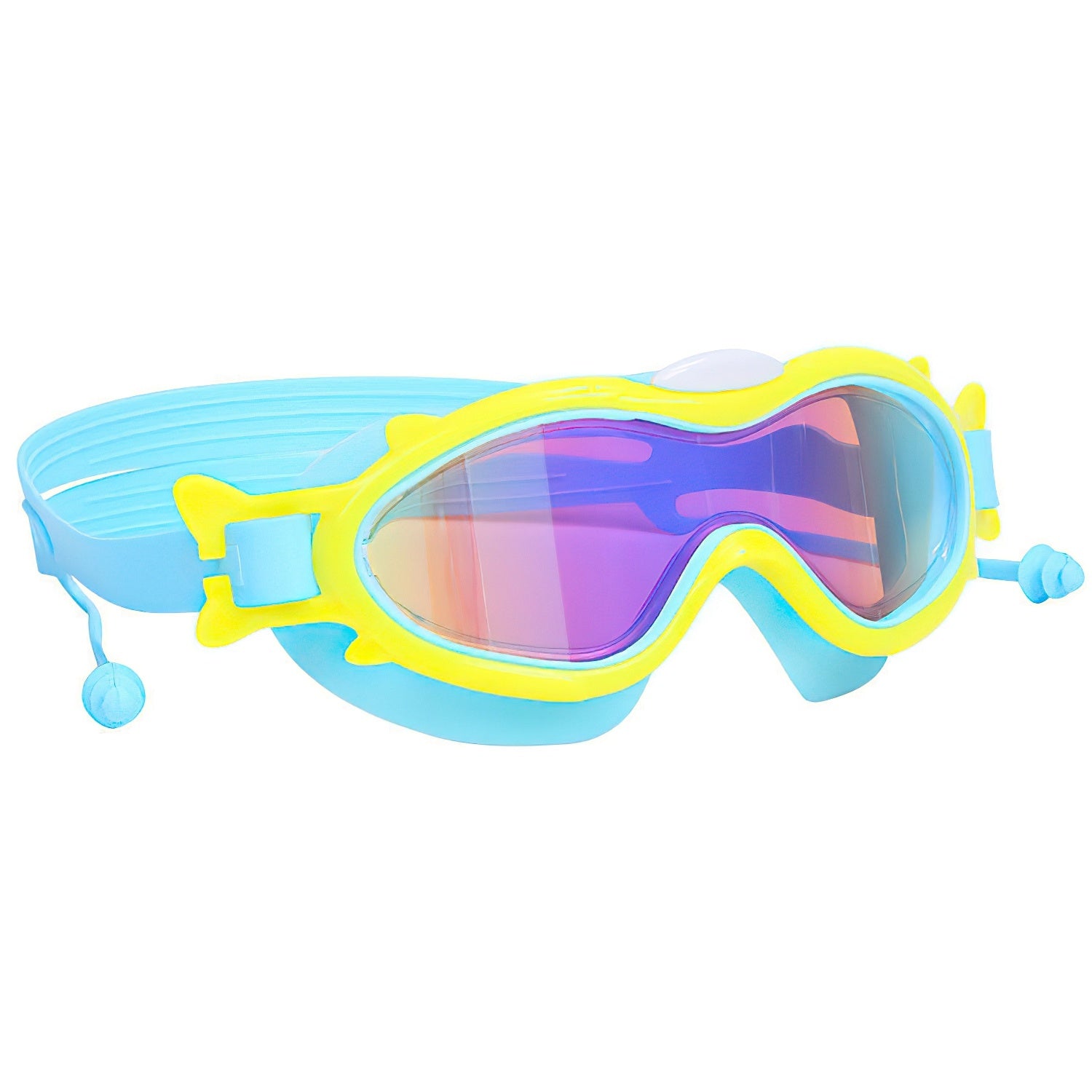 Kids Swim Goggles With Ear Plugs UV Protection Anti-Fog Leak Proof Wide View