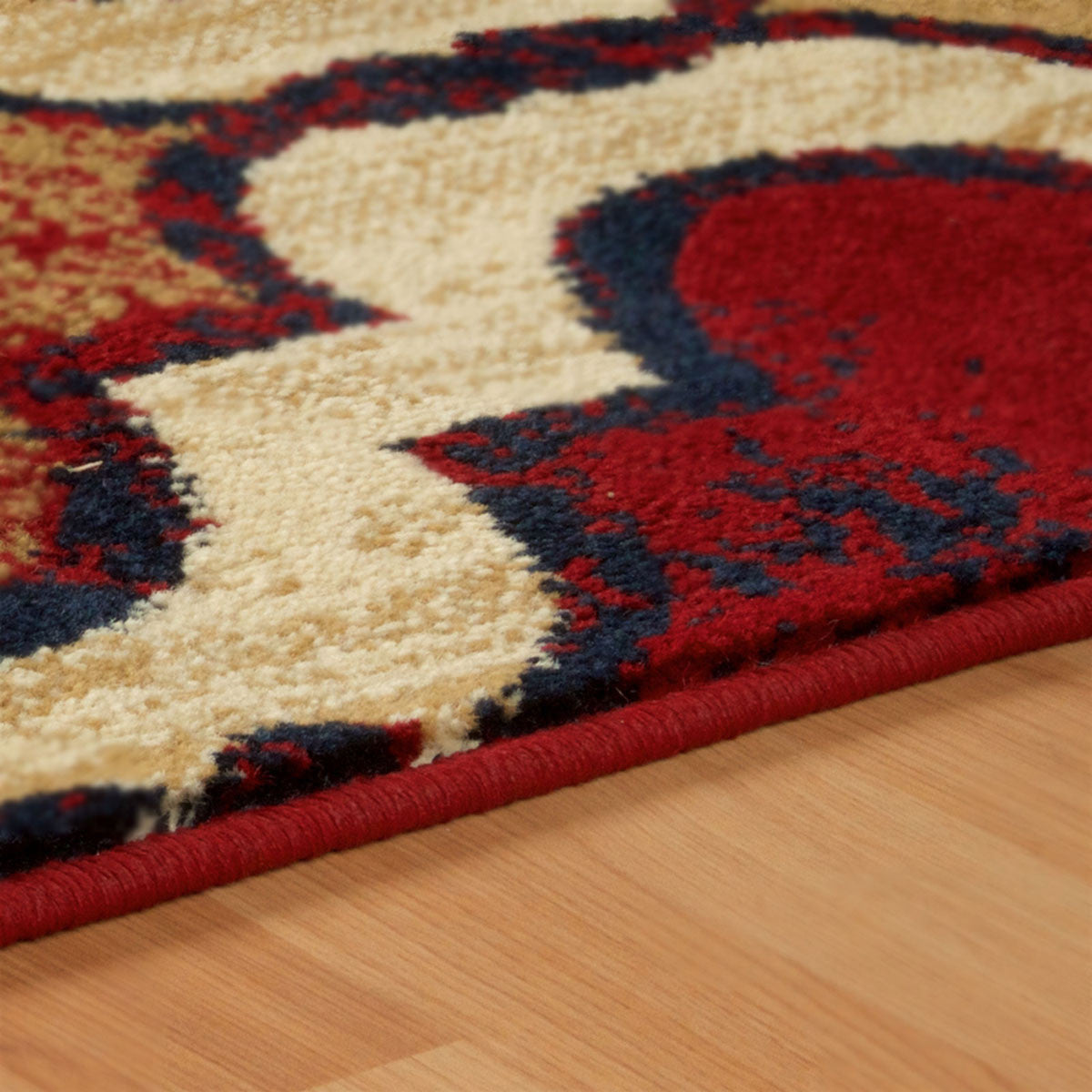 2' X 3' Red Blue Quatrefoil Power Loom Distressed Stain Resistant Area Rug-5