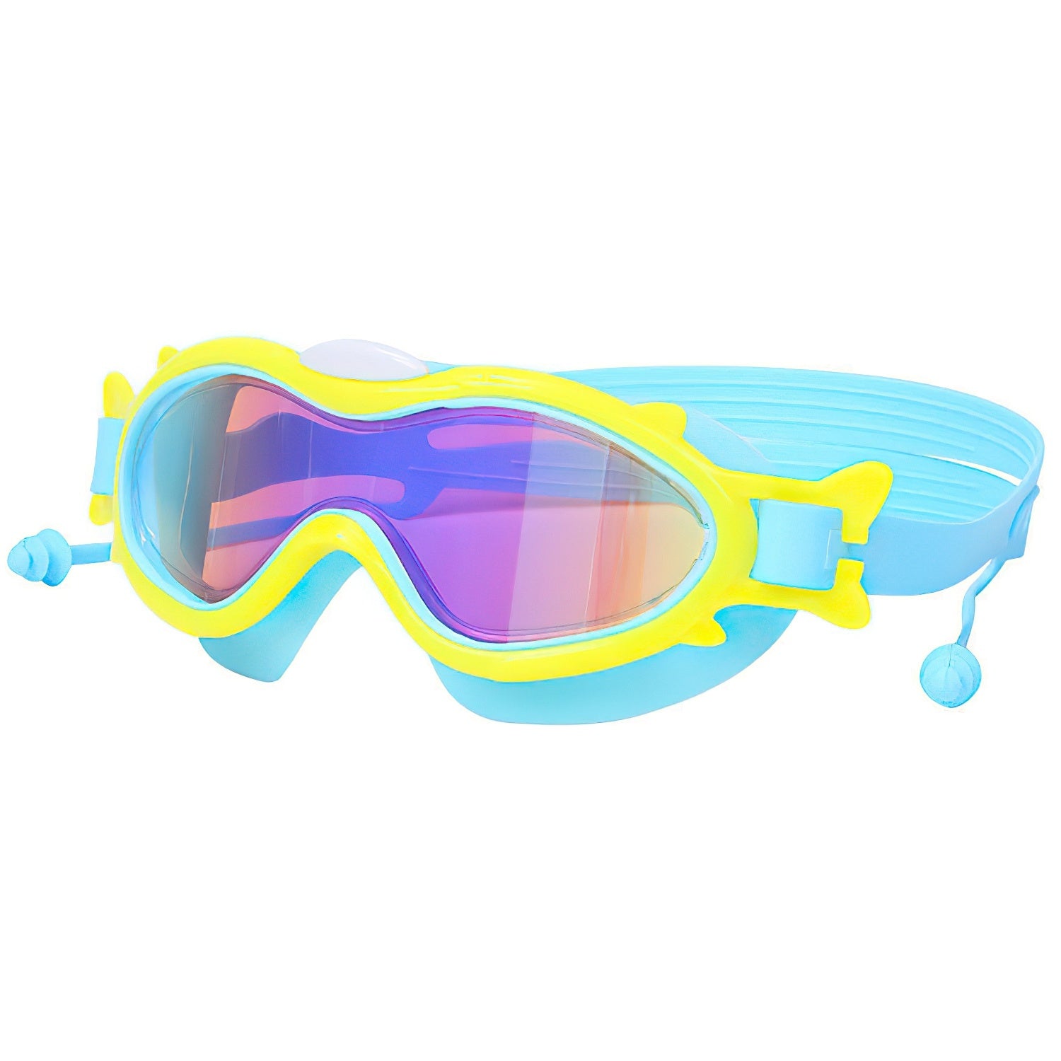 Kids Swim Goggles With Ear Plugs UV Protection Anti-Fog Leak Proof Wide View
