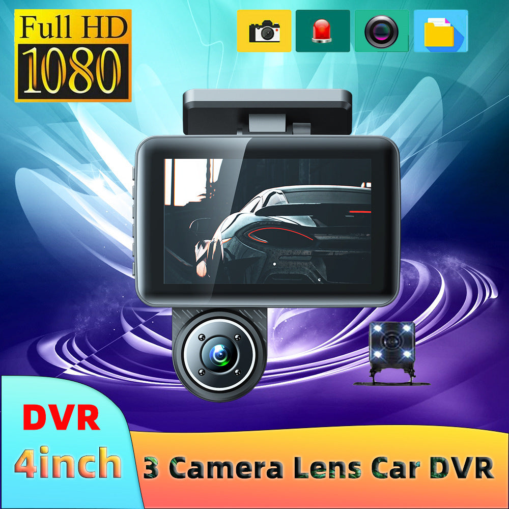 Dashcam with 4 Inch smart screen HD 1080P Infrared Night Vision