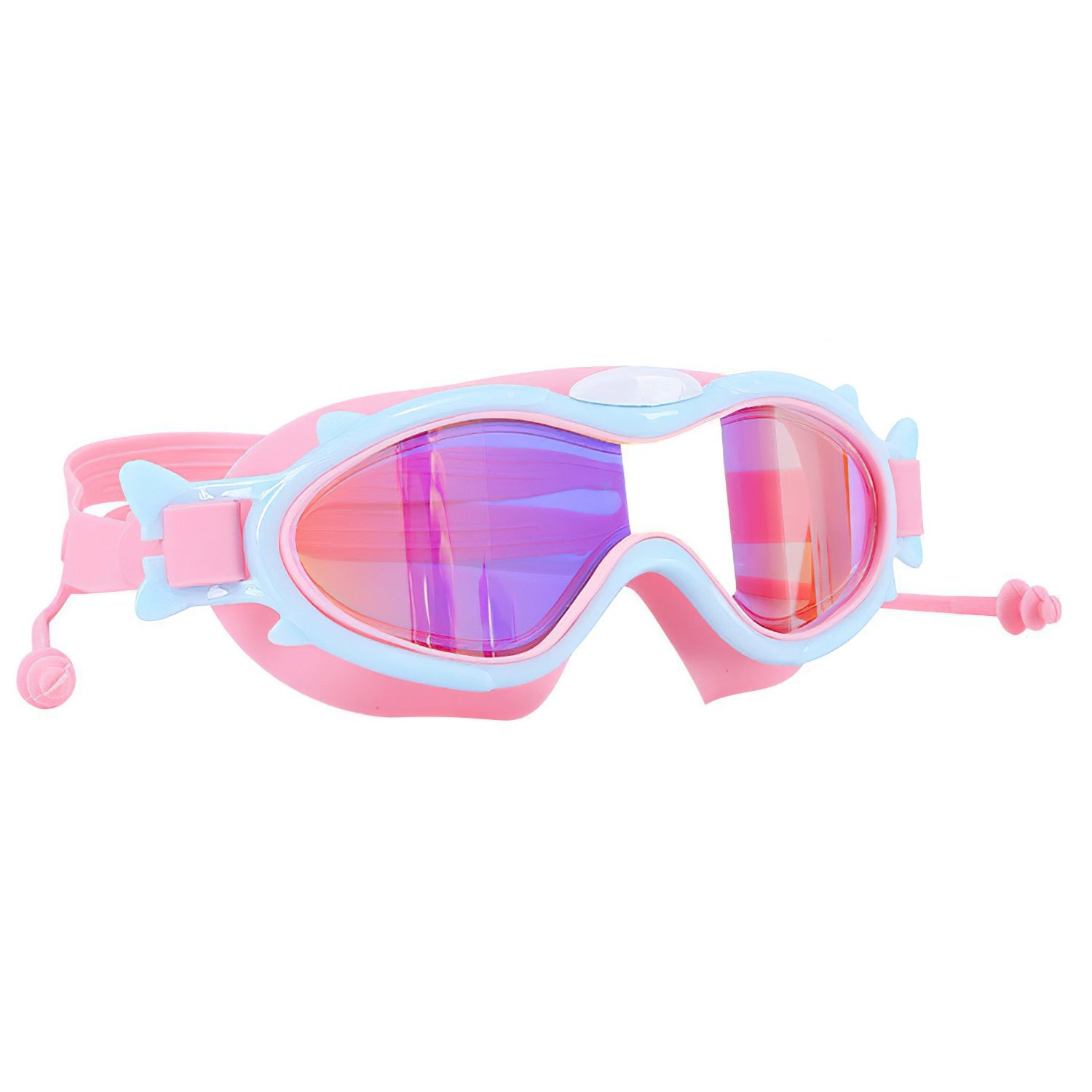 Kids Swim Goggles With Ear Plugs UV Protection Anti-Fog Leak Proof Wide View