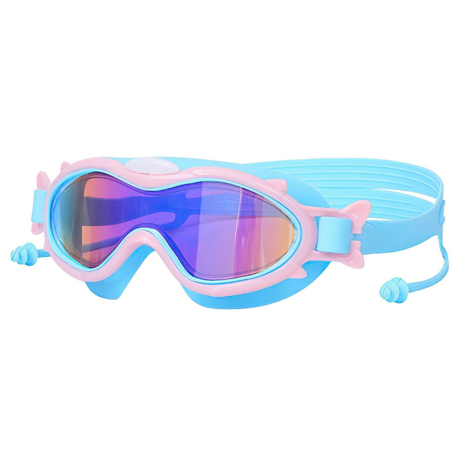 Kids Swim Goggles With Ear Plugs UV Protection Anti-Fog Leak Proof Wide View