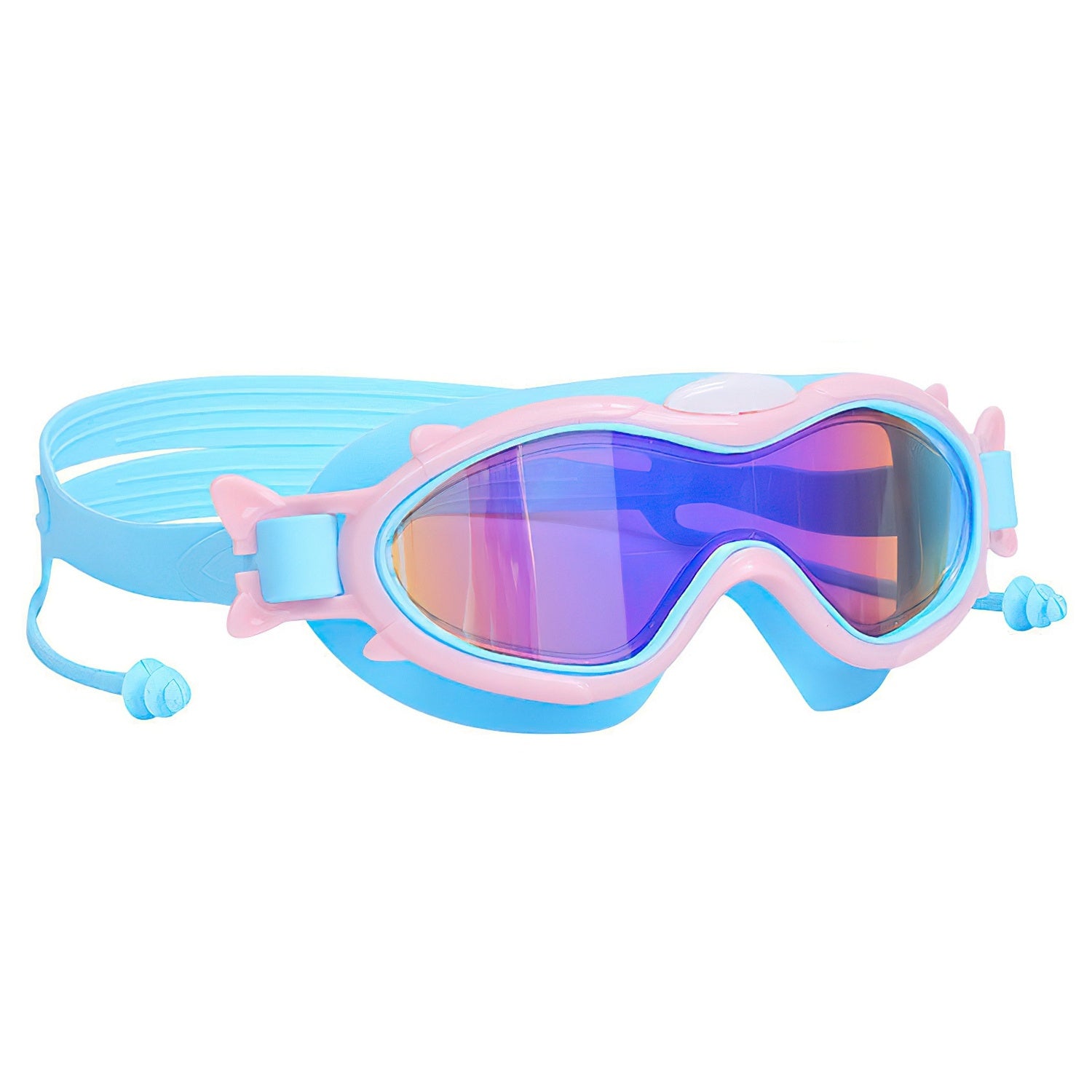 Kids Swim Goggles With Ear Plugs UV Protection Anti-Fog Leak Proof Wide View